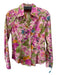 Etro Size 44 Pink & Multi Cotton Floral Collared Button Up Long Sleeve Top Pink & Multi / 44