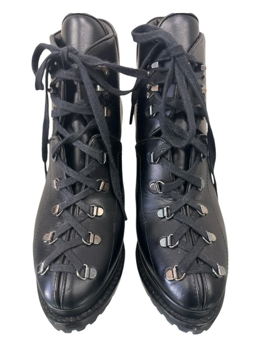 Alaia Shoe Size 37 Black Leather Silver Hardware Laces Platform Booties Black / 37