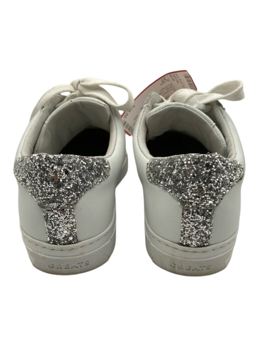 Greats Shoe Size 37 White Leather Low Top Laces Glitter Sneakers White / 37