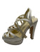 Sara Flint Shoe Size 37 Gold Leather Fabric Peep Toe Ankle Strap Platform Pumps Gold / 37