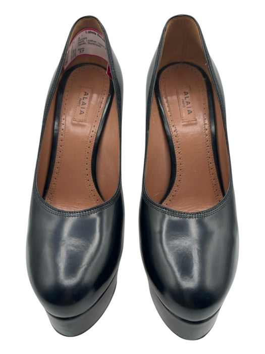 Alaia Shoe Size 37 Black Leather round toe Platform Stiletto Pumps Black / 37