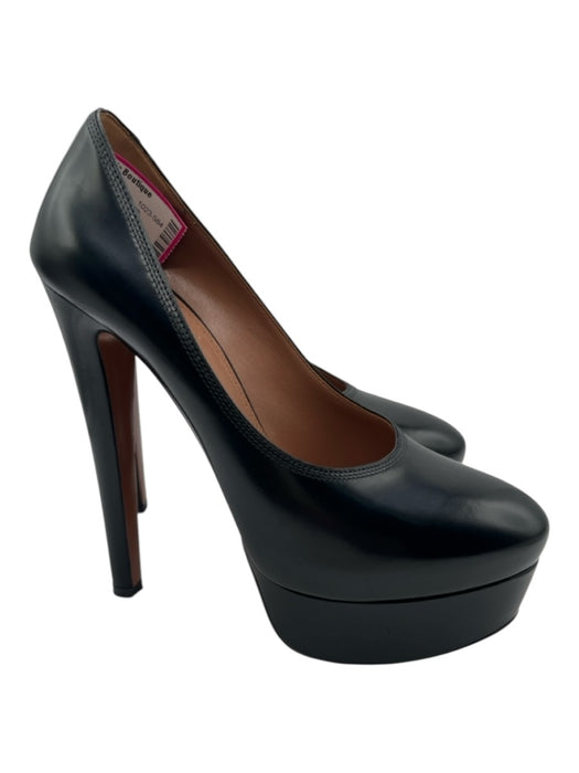 Alaia Shoe Size 37 Black Leather round toe Platform Stiletto Pumps Black / 37