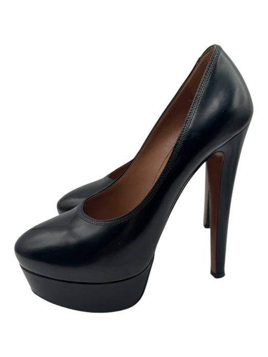 Alaia Shoe Size 37 Black Leather round toe Platform Stiletto Pumps Black / 37