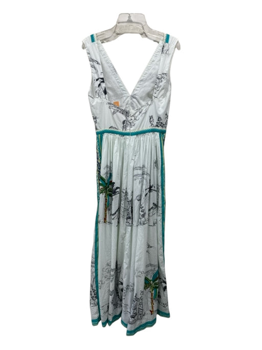 Le Sirenuse Size 38 Cotton Sleeveless Ikat Landscape Architectural Print Dress Cotton / 38