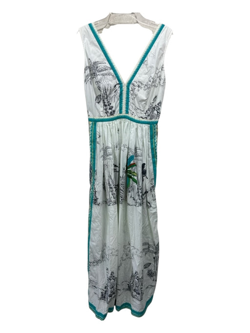 Le Sirenuse Size 38 Cotton Sleeveless Ikat Landscape Architectural Print Dress Cotton / 38