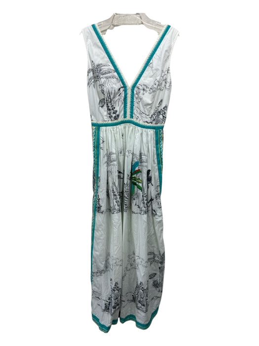 Le Sirenuse Size 38 Cotton Sleeveless Ikat Landscape Architectural Print Dress Cotton / 38