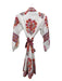 Sue Sartor Size XS White, Pink, Orange Cotton 1/2 Sleeve Floral Print Midi Dress White, Pink, Orange / XS
