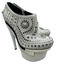 Versace Shoe Size 37 White & Silver Leather Studded Round Toe Platform Pumps White & Silver / 37