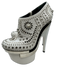 Versace Shoe Size 37 White & Silver Leather Studded Round Toe Platform Pumps White & Silver / 37