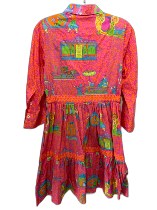 Gretchen Scott Size XS Cotton Long Sleeve All Over Print Sheer Buttons Dress Cotton / XS