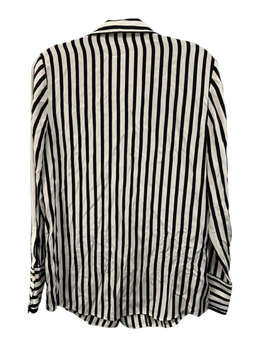 Frame Size S Cream White & Black Silk Striped Long Sleeve Button Up Shirt Top Cream White & Black / S