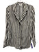 Frame Size S Cream White & Black Silk Striped Long Sleeve Button Up Shirt Top Cream White & Black / S