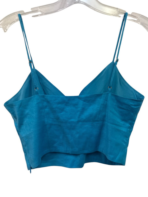 Ramy Brook Size Est S Blue Linen Blend Spaghetti Strap Twist Detail Cutout Top Blue / Est S