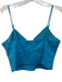 Ramy Brook Size Est S Blue Linen Blend Spaghetti Strap Twist Detail Cutout Top Blue / Est S