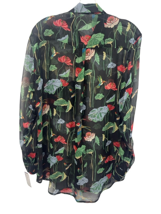 Equipment Femme Size S Black & Multi No Fabric Tag Long Sleeve Sheer Top Black & Multi / S