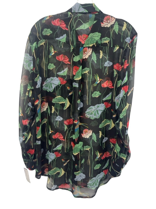 Equipment Femme Size S Black & Multi No Fabric Tag Long Sleeve Sheer Top Black & Multi / S