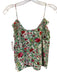 Saloni Size 6 Cream White, Green & Red Silk Spaghetti Strap Botanical Top Cream White, Green & Red / 6