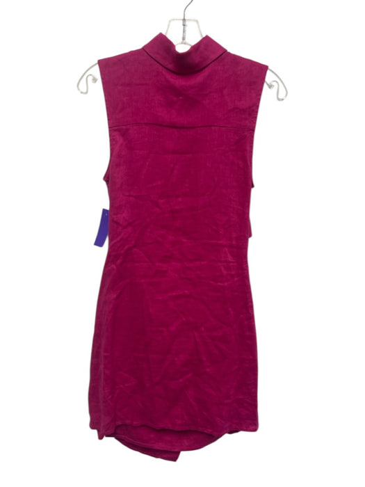 Hevron Size S Magenta Pink Linen Sleeveless Cutout Button Front Dress Magenta Pink / S