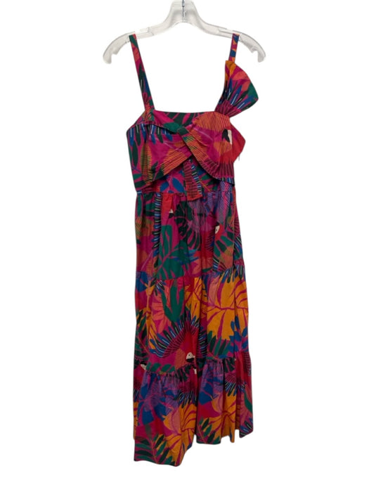 Farm Rio Size S Magenta Pink & Multi Cotton Sleeveless Flora & Fauna Dress Magenta Pink & Multi / S