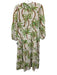 Farm Rio Size S Cream White, Green & Brown Linen Palm Tree Print Dress Cream White, Green & Brown / S