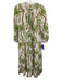 Farm Rio Size S Cream White, Green & Brown Linen Palm Tree Print Dress Cream White, Green & Brown / S