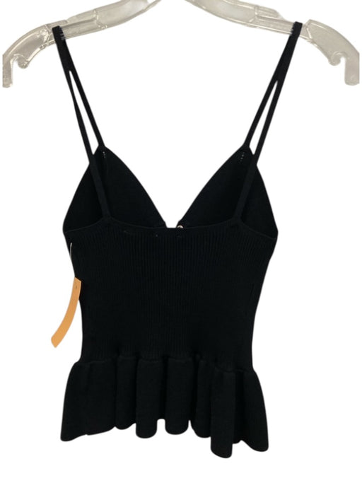 Sandro Size XS Black Viscose & Polyamide Rib Knit Spaghetti Strap Lace Up Top Black / XS
