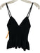 Sandro Size XS Black Viscose & Polyamide Rib Knit Spaghetti Strap Lace Up Top Black / XS
