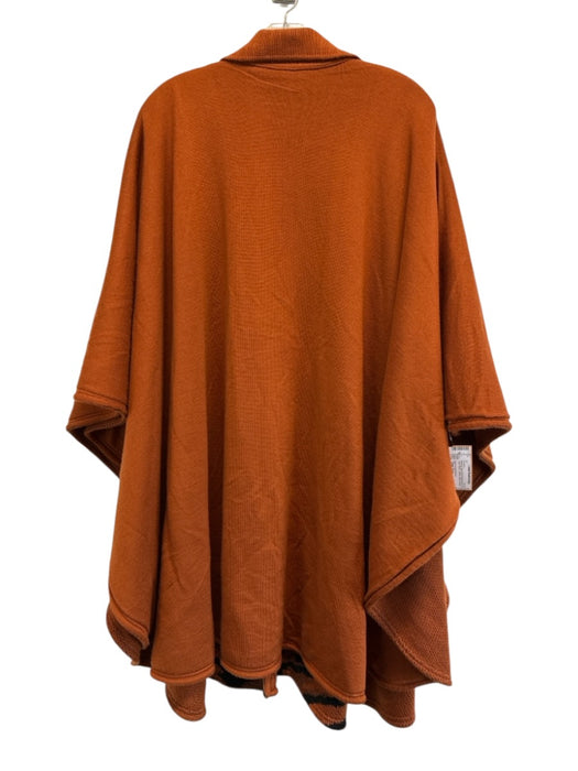 Jean-Louis Scherrer Burnt Orange & Black Knit Tiger Stripe 1 Button Wrap Poncho Burnt Orange & Black / One Size