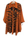 Jean-Louis Scherrer Burnt Orange & Black Knit Tiger Stripe 1 Button Wrap Poncho Burnt Orange & Black / One Size