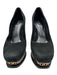 Fendi Shoe Size 37 Black & Bronze Leather Upper Suede Logo Square Toe Wedges Black & Bronze / 37