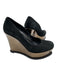 Fendi Shoe Size 37 Black & Bronze Leather Upper Suede Logo Square Toe Wedges Black & Bronze / 37