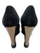 Fendi Shoe Size 37 Black & Bronze Leather Upper Suede Logo Square Toe Wedges Black & Bronze / 37
