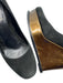 Fendi Shoe Size 37 Black & Bronze Leather Upper Suede Logo Square Toe Wedges Black & Bronze / 37