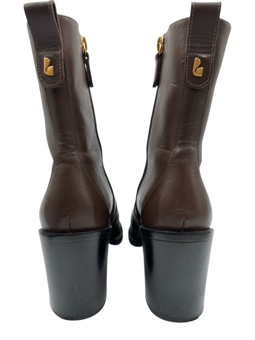 Larroude Shoe Size 7 Dark Brown Leather Pointed Toe Block Heel Ankle Booties Dark Brown / 7