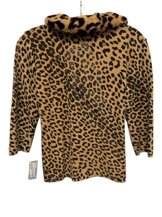 Blumarine Size XS Light Brown & Brown No Fabric Tag 1/2 Sleeve Faux Fur Cardigan Light Brown & Brown / XS