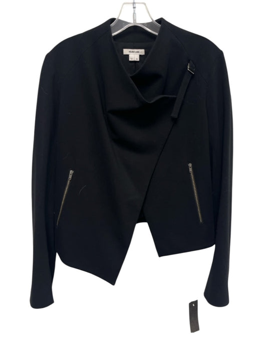Helmut Lang Size M Black Viscose & Polyamide Buckle Zip Pockets Biker Jacket Black / M