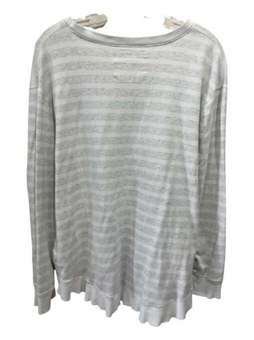 Frank & Eileen Size L White & Gray Cotton Blend Heathered Stripe Raw Hem Top White & Gray / L