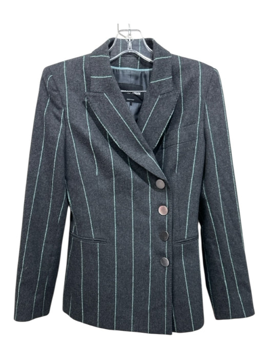 Giorgio Armani Size 40 Gray & Turquoise Wool Blend Pinstripe Zip & Hook Pant Set Gray & Turquoise / 40