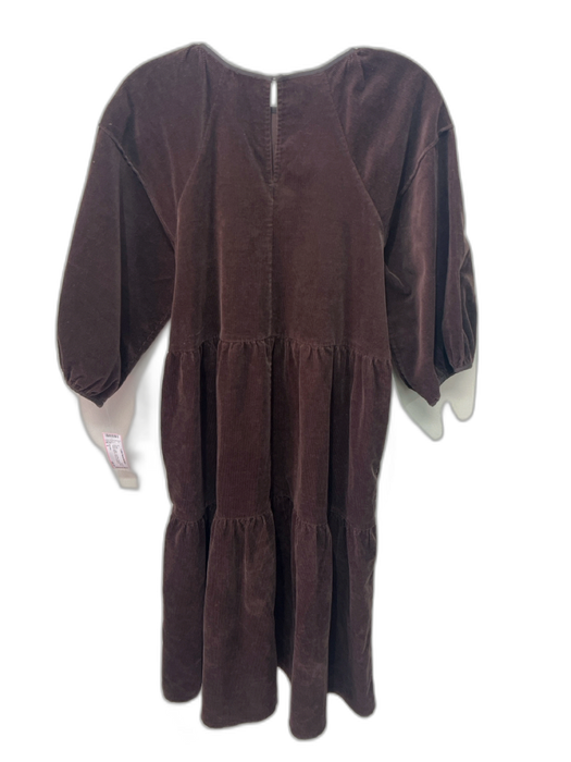 Everlane Size S Brown Cotton Corduroy Keyhole Back Tiered Balloon Sleeve Dress Brown / S