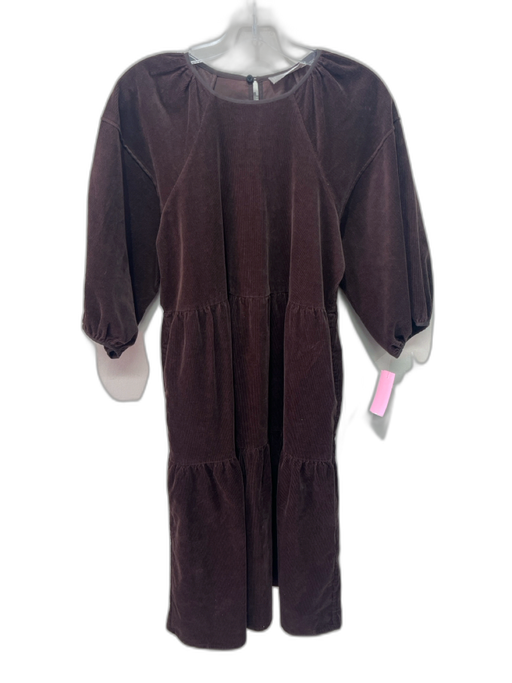 Everlane Size S Brown Cotton Corduroy Keyhole Back Tiered Balloon Sleeve Dress Brown / S