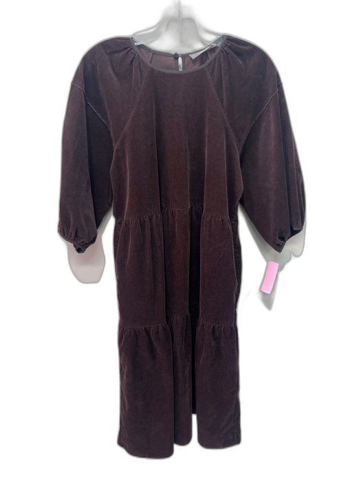 Everlane Size S Brown Cotton Corduroy Keyhole Back Tiered Balloon Sleeve Dress Brown / S