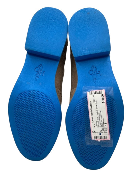 Cole Haan Shoe Size 11 Taupe & Blue Leather Block Heel Brogue Loafers Taupe & Blue / 11