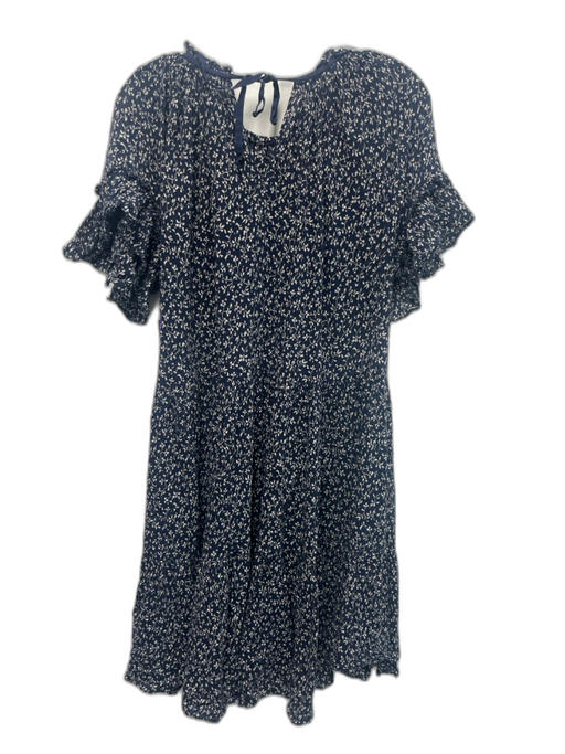 Ulla Johnson Size 10 Navy blue & Cream Cotton Gathered Flutter Sleeve Dress Navy blue & Cream / 10