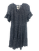 Ulla Johnson Size 10 Navy blue & Cream Cotton Gathered Flutter Sleeve Dress Navy blue & Cream / 10