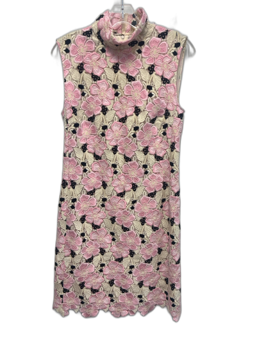 Giambattista Valli Size 44 / M Cream, Pink, Black Polyester Blend Floral Dress Cream, Pink, Black / 44 / M