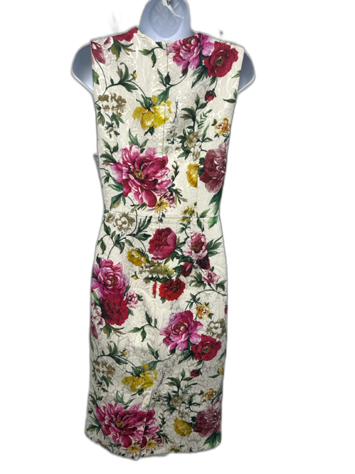 Dolce & Gabbana Size 40 / s Cream, Pink, Green Viscose Blend Brocade Dress Cream, Pink, Green / 40 / s