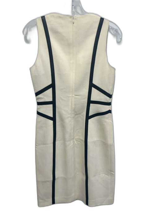 Michael Kors Collection Size 4 Cream & Black Wool Blend Leather Back Zip Dress Cream & Black / 4
