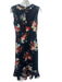 Erdem Size 8 Black, Blue, Multi Polyester Blend Jersey Floral Fluted Hem Dress Black, Blue, Multi / 8