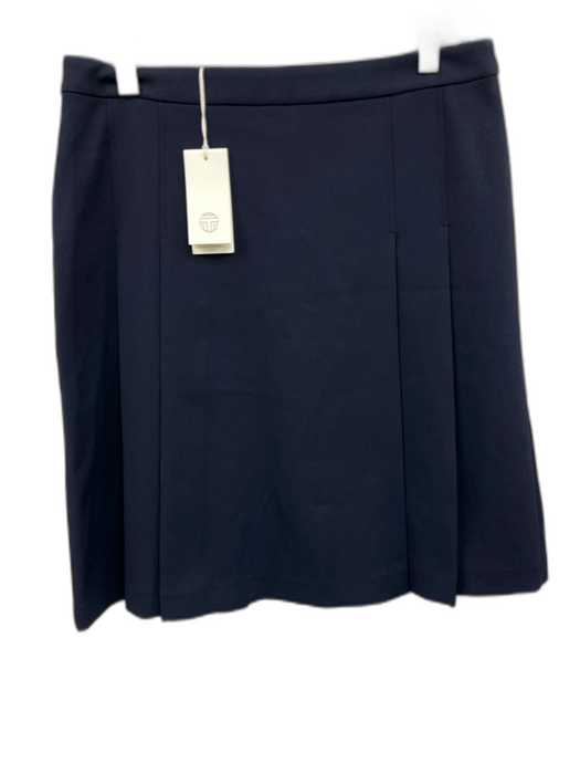 Tory Sport Size 6 Navy Blue Polyester Pleated Side Zip Above Knee Skirt Navy Blue / 6
