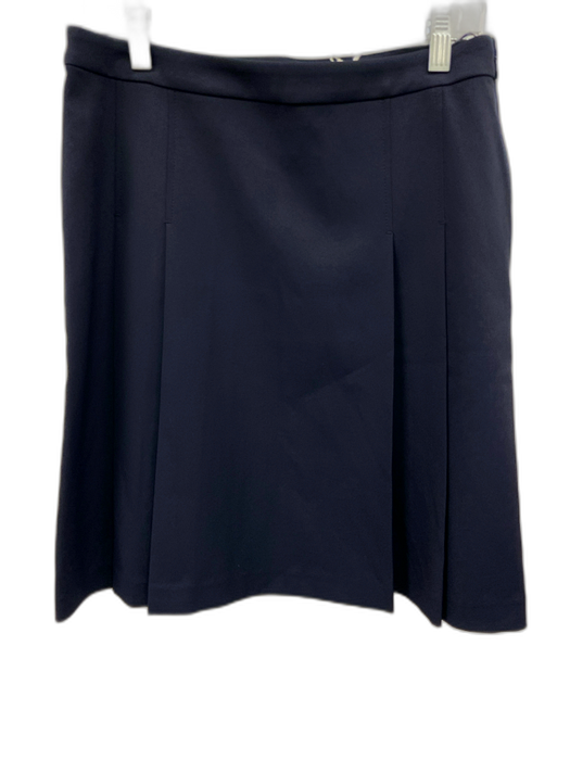 Tory Sport Size 6 Navy Blue Polyester Pleated Side Zip Above Knee Skirt Navy Blue / 6